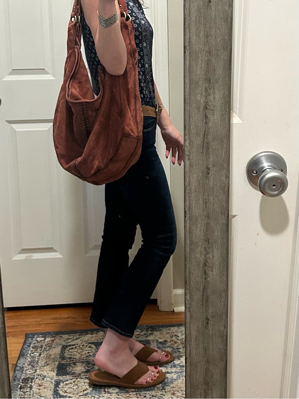 Free People Serengeti Suede Slouchy Hobo Tote in Brick - Picture 8 of 16